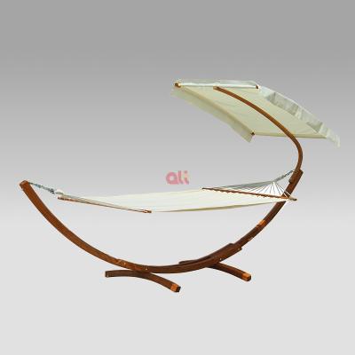 China Custom color portable garden park camping patio outdoir solid wood hammock swing chair with canopy for sale