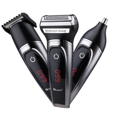 China Twin Blade SURKER LCD Digital Nose Hair Clippers USB Charging Three-in-one Razor for sale