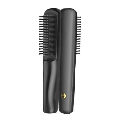 China Professional Portable Negative Ionic Hair Straightener Brush Car USB Cordless Electric Hair Brush for sale