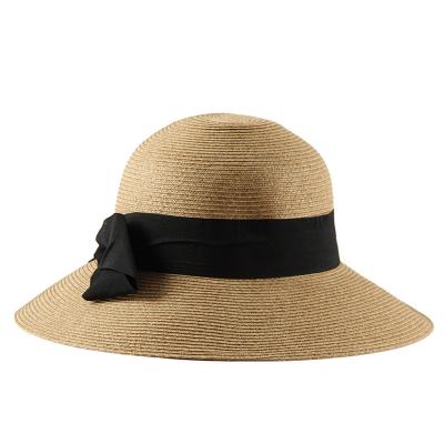 China 2020 Fashion Style Wholesale Straw Hats Natural Summer Floppy Straw Hats Beach Straw Women Barred Female Hat for sale