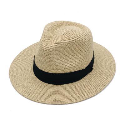 China Wholesale Custom Beach Striped Sun Straw Hats For Women Summer Lady Raffia Paper Floppy Panama for sale