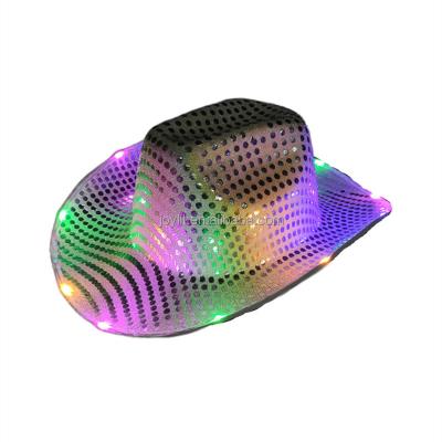 China Mardi Gras /Christmas/Party/Holidays Sequin Cowboy Hat with LED Brim for sale