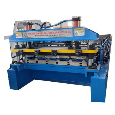 China High Speed ​​Roof Panel Forming Machine , Machinery For Making Colored Ceramic Tiles Glaze Steel Tile Hydraulic Cutting 40GP for sale