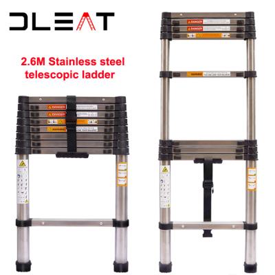 China Stainless Steel Telescopic Ladder Folding Ladders 2.6m New Product For Outdoor Stable for sale