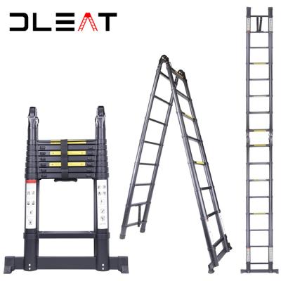 China Folding Ladders Popular Design Extension Ladder Scaffolding Lift Black Rolling Aluminum Telescopic Ladder for sale