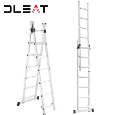 China Folding Ladders 2 Sections Multi-Use Combination Step Ladder Aluminum Escalon combinado de aleacion de escalera extension for sale