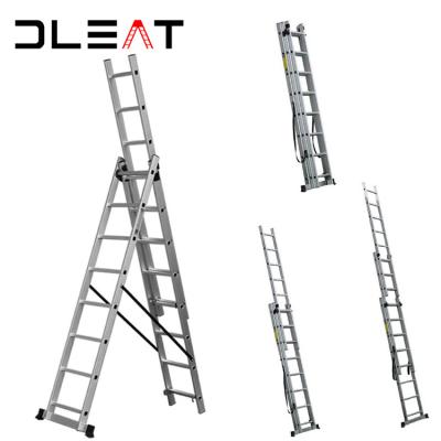 China Folding Ladders Wholesale Aluminum Telescopic Ladder 12m 10m Extension Ladder Three Section High Quality And Inexpensive 1.5mm 8m 6m for sale