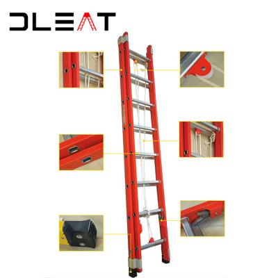 China Insulation Ladders China Red or Yellow Color Fiberglass 6m 7.2m 8.4m 9.6m 10.8m 12m 2/3 Section Extension Ladder for sale