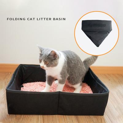 China Cats Cats Foldable Cat Litter Box Portable Bite and Waterproof Tub with Cat Litter Bag for sale