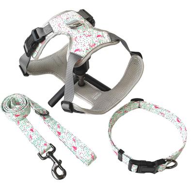 China New Design Dog Collar Leashes Personalized Breathable Printing Adjustable Harness Set for sale