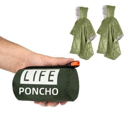 China Waterpoof Emergency poncho, made of polyester film, used for outdoor camping, long-distance travel, waterproof survival equipment for sale