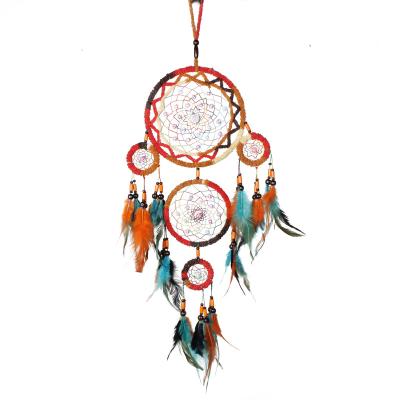 China Quality Genuine Feather Organic Material Bulk Dealer Opens Dream Catcher Wind Chimes Handmade Indian Dreamcatcher For Home Wall Hanging Car D for sale