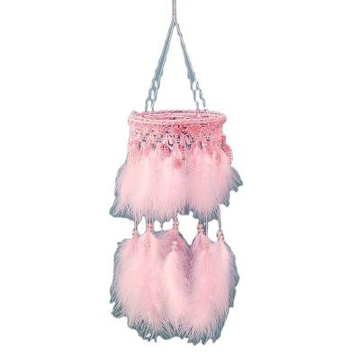 China Pink Feather Shell Dreamcatcher Wind Chimes from India from Organic Material Top Quality Factory for sale