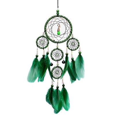 China Wholesale Home Indian Handmade Feather Wall Hanging Organic Material Macrame Decoration Dream Catcher for sale