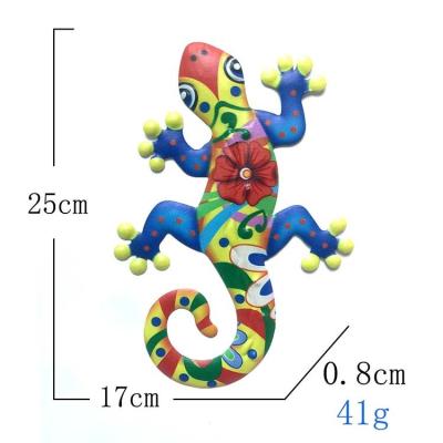 China New Design 2 Colors Home Garden Decor Garden Lizard Outdoor Metal Decorations Painted Metal Gecko Wall Art Decor Lizard for sale