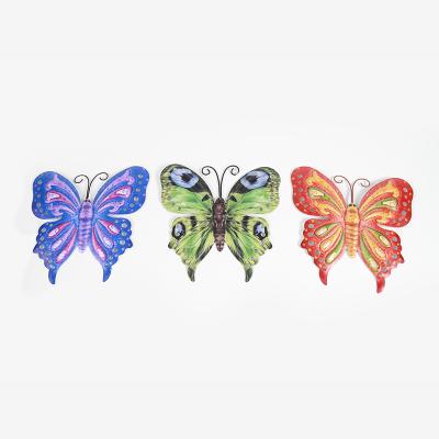 China Garden Home Decoration Fast Delivery 1 Sets 3 Color Nature Metal Butterflies Art Wall Decoration for sale