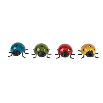 China Decorative 4 Color Ladybugs Metal Home Decoration Cute Sculptures Ladybugs Garden Decoration Outdoor Wall Art Decorative Home Wall for sale