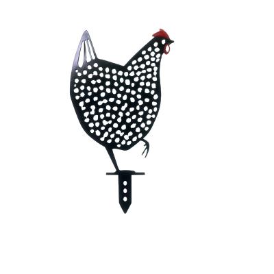 China Outdoor Spring Metal Chicken Stake Silhouette Garden Stake For Lawn Yards Decoration for sale