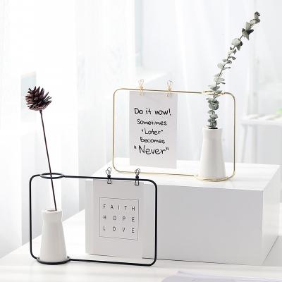 China Central Institute of Statistics green plant wrought iron Nordic ceramic vase ornaments wholesale minimalist small dried flower decoration message home picture frame for sale