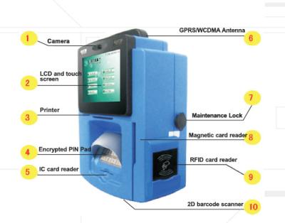 China ZT2312 Wall mounted Bill Payment Kiosk / Smart Payment Terminal Blue Yellow for sale