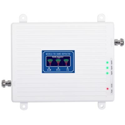 China GSM/DCS/WCDMA Mobile Signal Booster 70dB 234G Tri Band Signal Repeater 900/1800/2100 MHz 235*182*21mm for sale