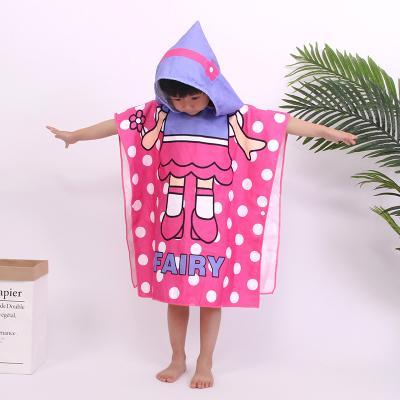 China Child-Proof Wholesale Children Printed Microfiber Hooded Towel Cartoon Beach Towel for sale