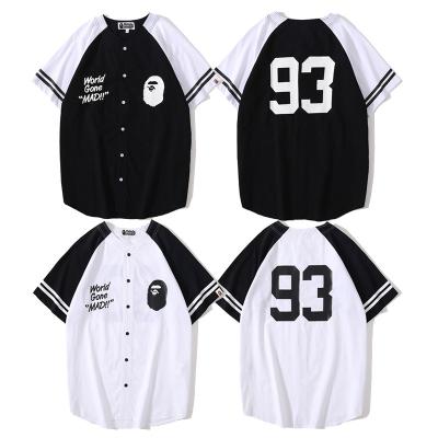 China no. 2021 New Arrival High Quality Fashion Shirt 93 Bape Anti Wrinkle Anti-Wrinkle Baseball T-shirt Uniform For Men for sale