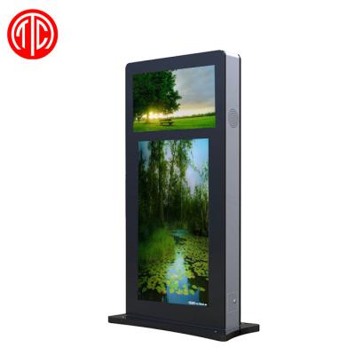 China High Brightness Outdoor Floor Stand LCD Double Screen Advertising Floor Standing Outdoor Digital Signage for sale