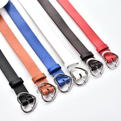 China Fashion.Casual Fashion Black Thin PU Leather Women Cute Love Belts For Ladies Students Coat Metal Wholesale OEM Customized Buckle for sale