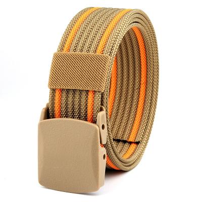 China Metal Casual Pants Polyester/Cotton Waist Outdoor Sport Canvas Belt Strap Hypoallergenic Plastic Nylon Tactical Ironless Belt Strap for sale