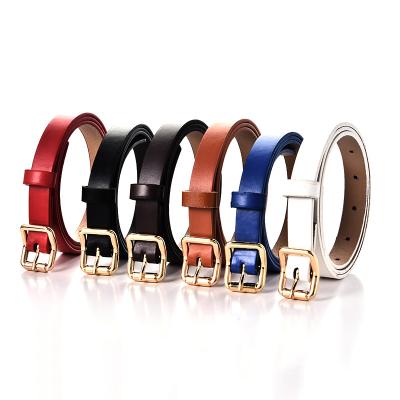 China Fashion.Casual Wholesale PU Band Thin Waist Belts Pin Buckle Ladies Fashion 2.5cm Width Casual Belt For Women Dress Black Red Blue Jeans for sale