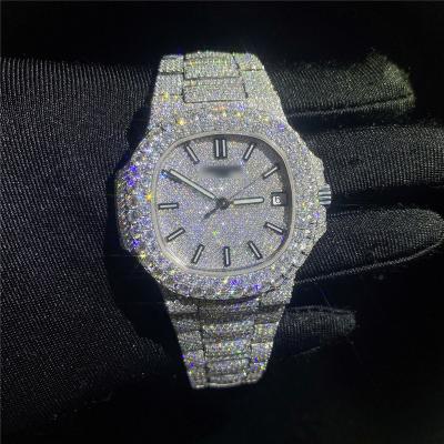 China Custom Mens Womens Watches Iced Out Fashion Bling Dial Bezel Band VVS Moissanite Luxury Watch for sale