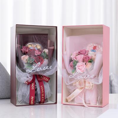 China Hot Sale New Design Natural Touch Wrapping Mini Dried Valentine's Day Mother's Day Bouquet Artificial Flowers in Box for sale