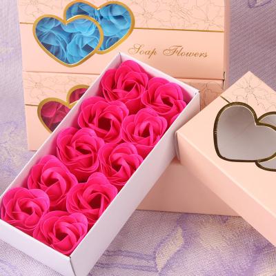 China Exquisite Double Heart 10 Soap Rose Soap Artificial Flowers Gift Box Eco-friendly Popular Festival Wedding Party Exquisite Soap Rose Gift Box for sale