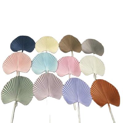 China Natural soft plastic plastic fan wedding green plant happiness fan floral artificial touch decoration fashion touch banana fan for sale