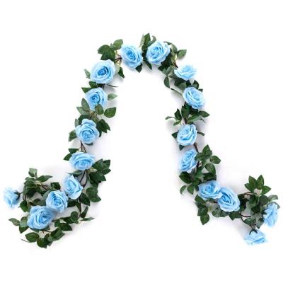 China Amazon Hand Made Silk Rose for Decorative Flowers Wedding Home Rose Hanging Artificial Flowers Garland for sale