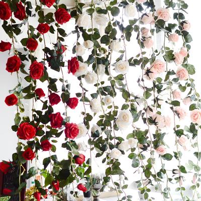 China Beautiful Selling Vine Colorful Rose Garland Hanging Artificial Flower Garland of Artificial Flower for Home Wedding Decoration for sale