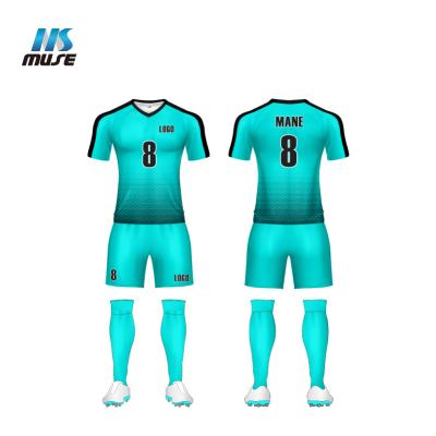 China Quick-drying new thailand futbol club pattern set sublimated blue yellow soccer jerseys cheap training suit shirts soccer uniform for sale