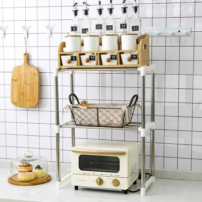 China Factory Finished Household Microwave Oven Rack Multifunctional Kitchen Rack Collection Rack Eco-friendly Dir Material Modern Set for sale