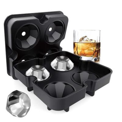 China Reusable Amazon Silicone Ice Ball Mold 4 Cavity Large Sphere Silicone Mold Ice Cube Trays Whiskey Ice Ball Hot Viable Maker for sale