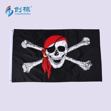 China With Gromments best selling high quality silk screen printing blackbeard pirate flag for sale