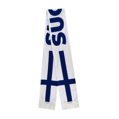 China Printed Fast Delivery Printing Knitted Polyester Finland National Football Fans Scarf Custom Design Double Layers Country Flag Scarf for sale