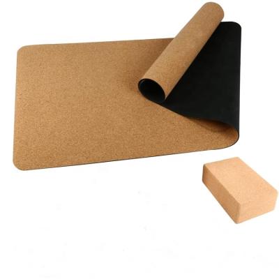 China Cork Rubber Yoga Mat Natural Cork Yoga Mat Non Slip Cork Yoga Blocks Custom Copy for sale