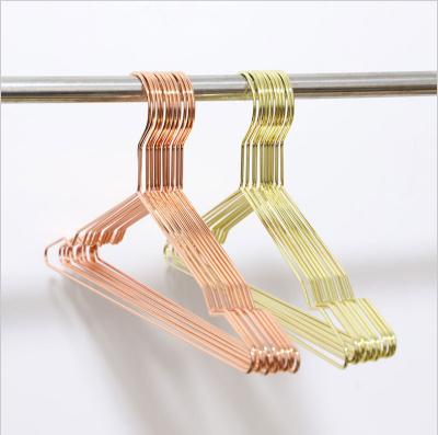 China Popular Cloth Protector Custom Metal Wire Rose Gold Hanger Rack for Clothes Hook and Coat Hanger Dry Cleaning for sale