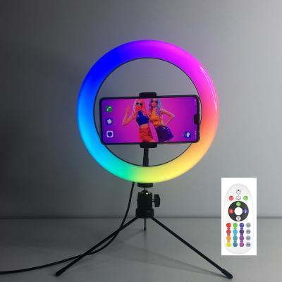 China ABS+Platsic Dimmable 12 Inch LED RGB Ring Light With Remote For Live Broadcast Circle RingLight Tripod Phone Holder for sale