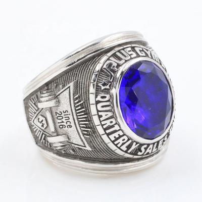 China Sapphire Ring Men's Blue Casual/Sporty Sterling Silver Copper Hip Hop Style 925 Stone Ring Punk Ring For Men for sale