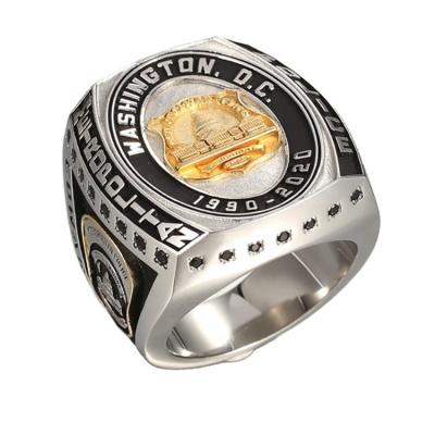 China Customized Wholesale Gold Plated Casual/Sporty 925 Sterling Silver Pt950 Washington D.C. Metropolitan Policeman Rings for sale