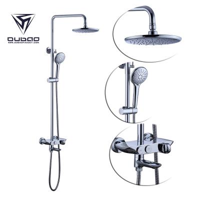 China With Sliding Bar Chrome Plated Shower In The Wall Bathroom Shower Mixer Tap Set With Rainfall Shower Head for sale