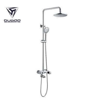 China Without Slide Bar High Quality Chrome Wall Mount Shower Faucet Set With Rain Shower Head And Hand Shower for sale