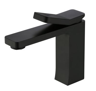 China Sanitary Ware Matte Black Design Metered Single Hole Bathroom Faucets Taps Sink Faucets for sale